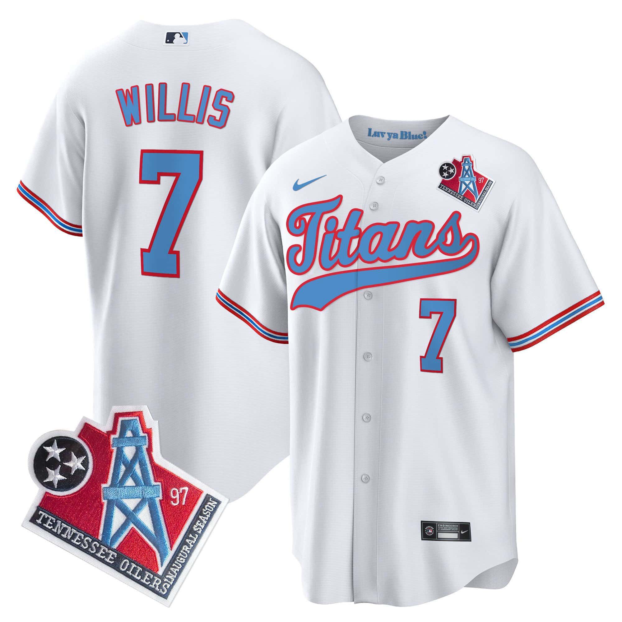 Men Tennessee Titans #7 Willis White Nike 1997 Throwback Limited Cool Base NFL Jersey
